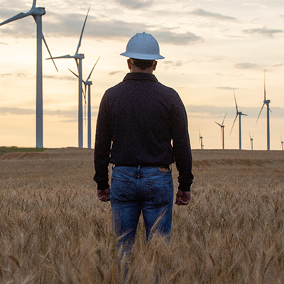 Evergy worker at wind farm