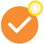 Icon of a white check mark against an orange circle