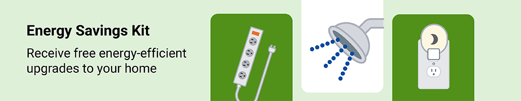 Image displaying energy-saving products included with the Energy Savings Kit