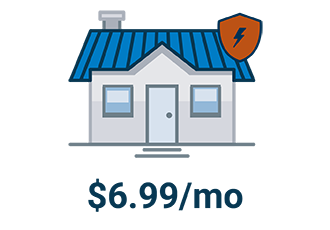 Illustration of a house with pricing for basic surge protection
